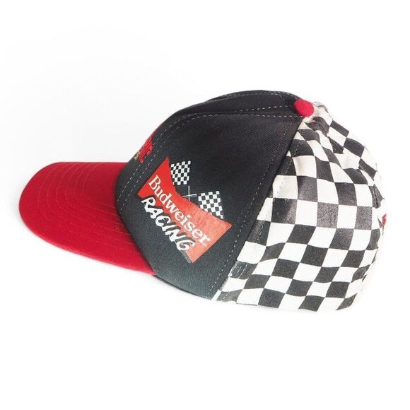 Budweiser Racing Vintage 90s NASCAR Checkerboard Snapback Hat OS - Picture 2 of 7